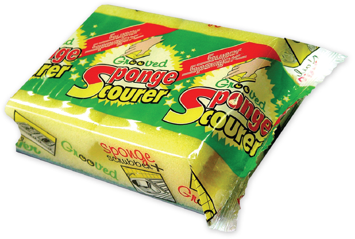 Grooved Sponge Scourer in Foil Pack